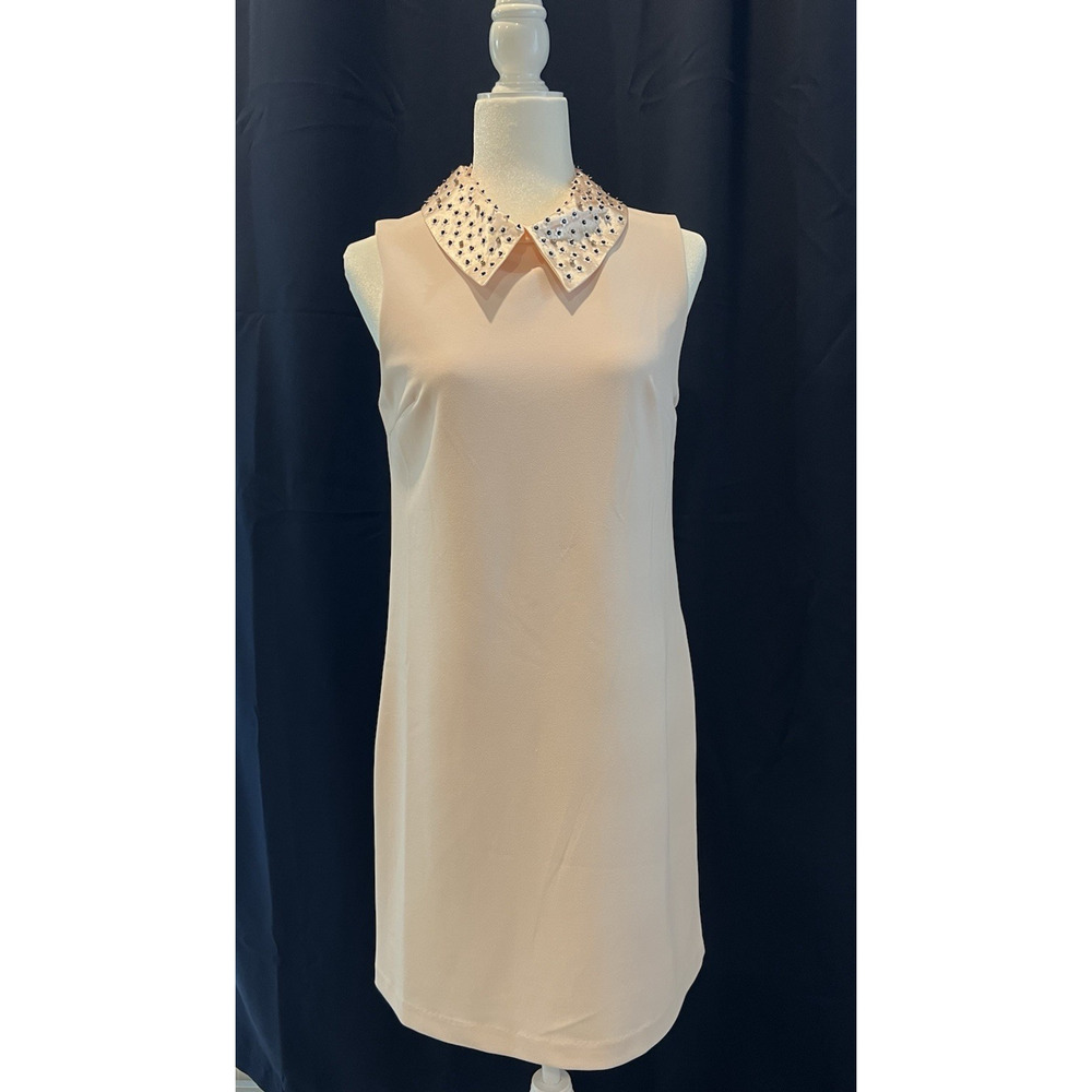 BETSEY JOHNSON (6) NWT Shift Dress -Blush Pink/Almond-Retro-Coquette-Rhinestones